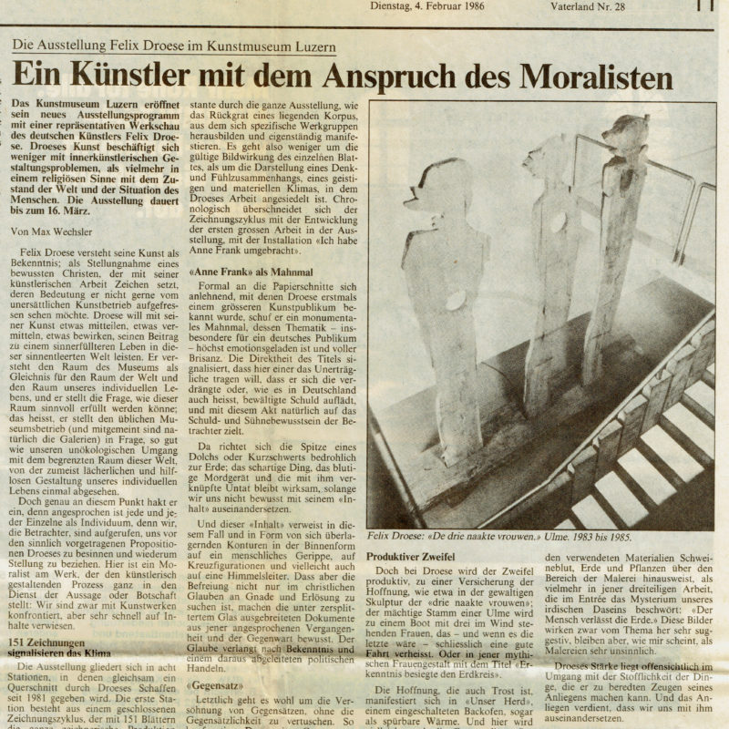 Felix Droese - Ein Künstler mit dem Anspruch des Moralisten - Newspaper